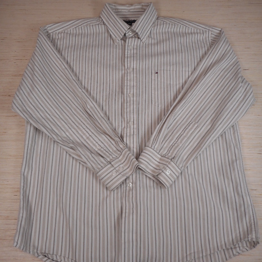 Tommy Hilfiger Men’s XL Striped Button-Down Long Sleeve Shirt